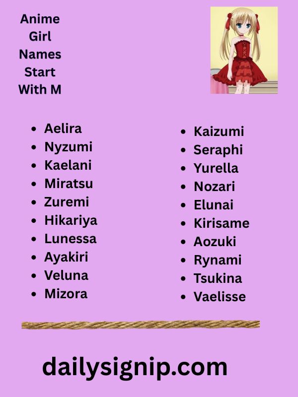 Anime Girl Names Start With M