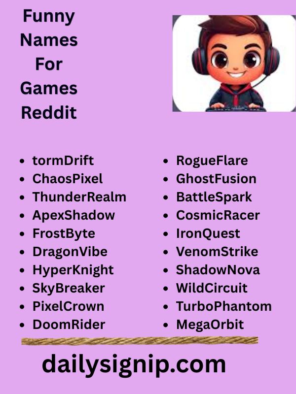 Funny Names For Games Reddit
