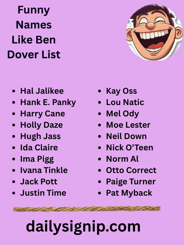 Funny Names Like Ben Dover List