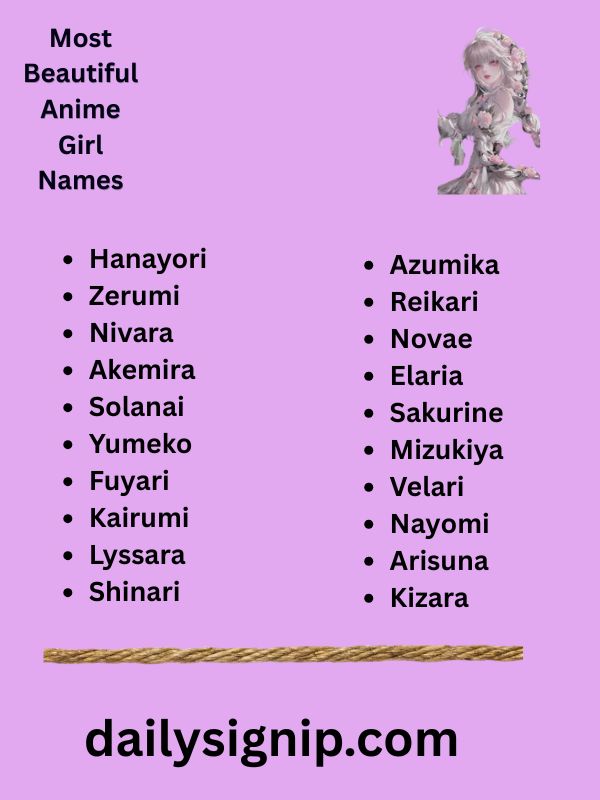 Most Beautiful Anime Girl Names