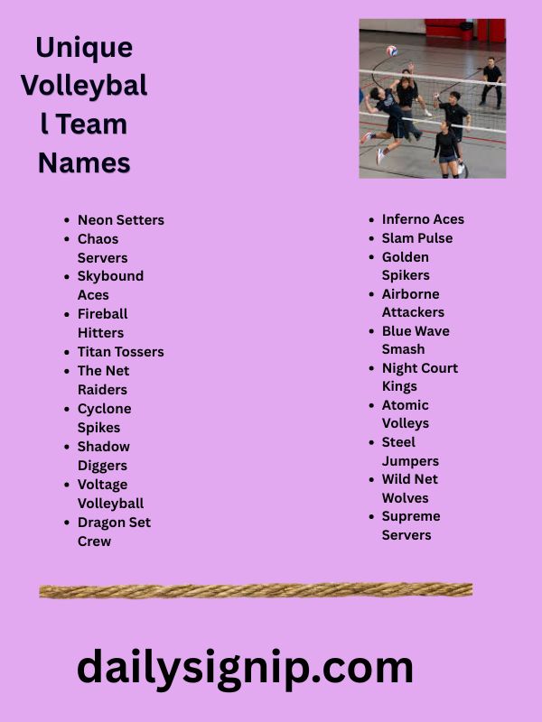 Unique Volleyball Team Names
