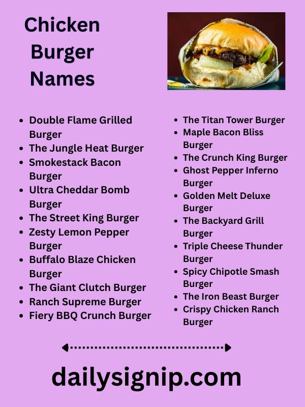 Chicken Burger Names