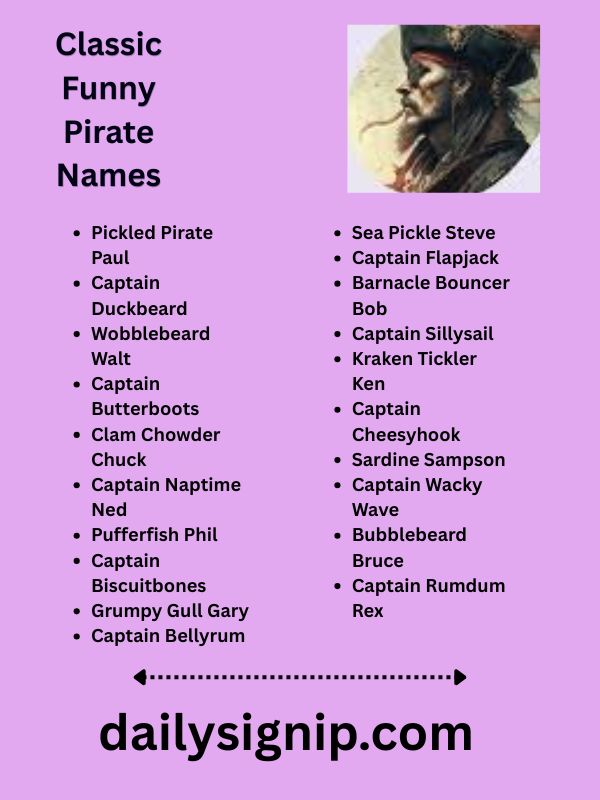 Classic Funny Pirate Names