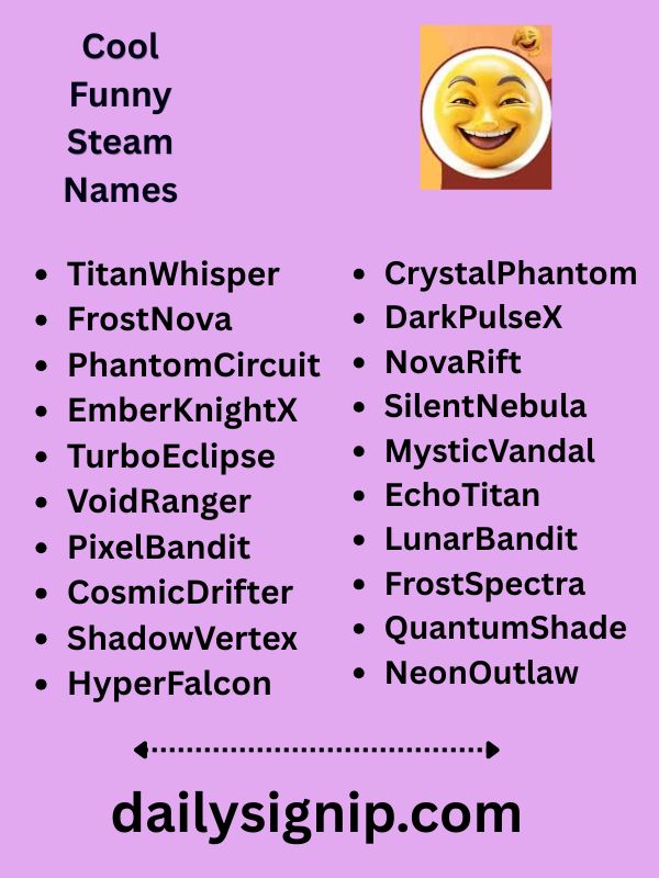 Cool Funny Steam Names