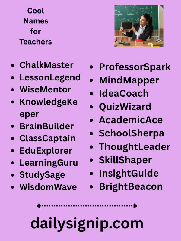 Cool Names for Teachers
