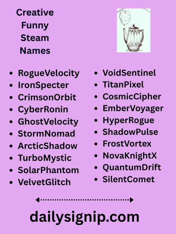 Creative Funny Steam Names
