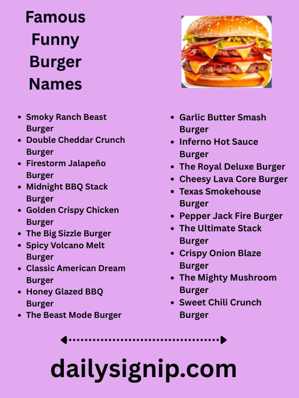 Famous Funny Burger Names