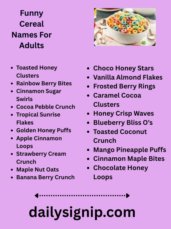 Funny Cereal Names For Adults