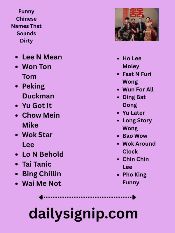 Funny Chinese Names That Sounds Dirty