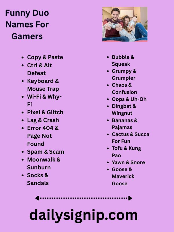 Funny Duo Names For Gamers
