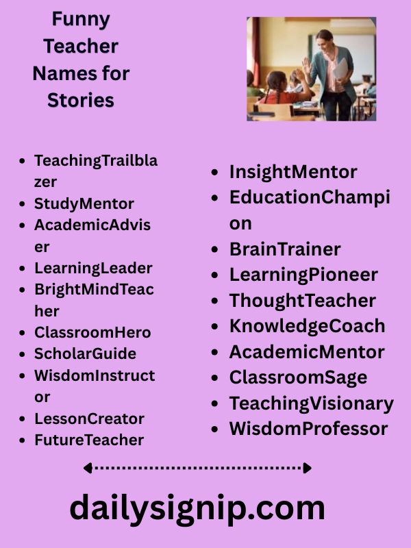 Funny Teacher Names for Stories