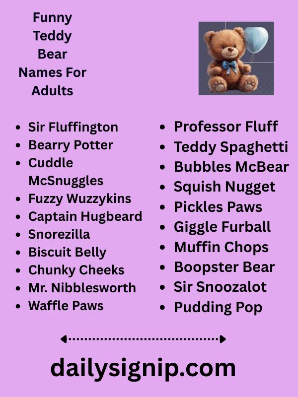 Funny Teddy Bear Names For Adults