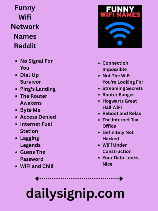 Funny Wifi Network Names Reddit