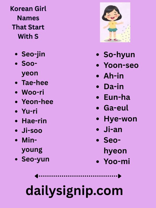 Korean Girl Names That Start With S