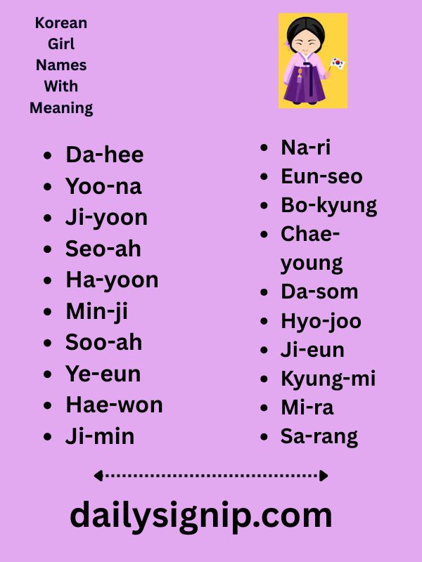 Korean Girl Names With Meaning