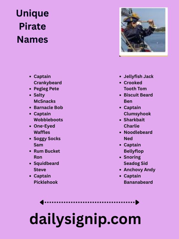 Unique Pirate Names