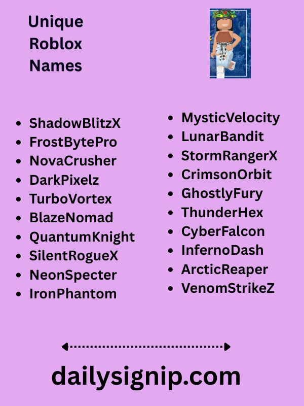 Unique Roblox Names