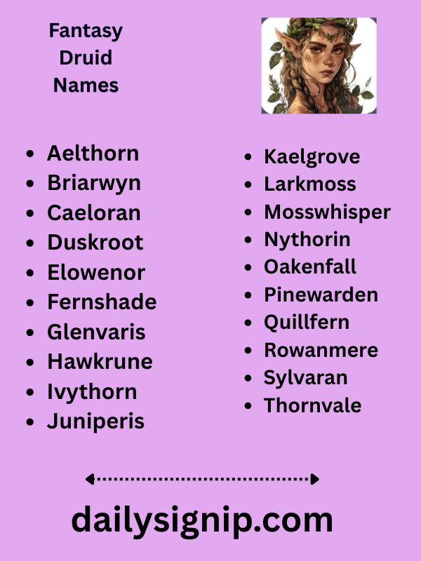 Fantasy Druid Names