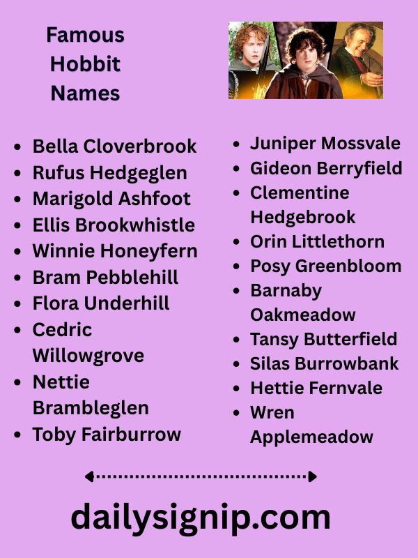 Famous Hobbit Names