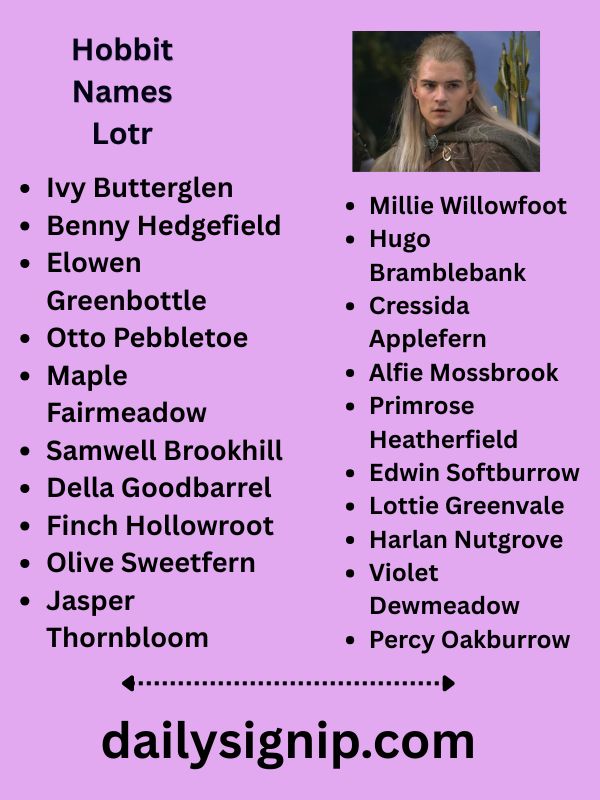 Hobbit Names Lotr