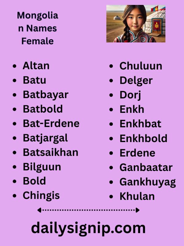 Mongolian Names Female