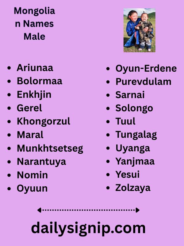 Mongolian Names Male