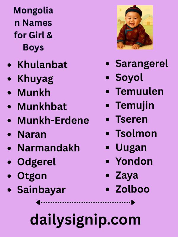 Mongolian Names for Girl & Boys